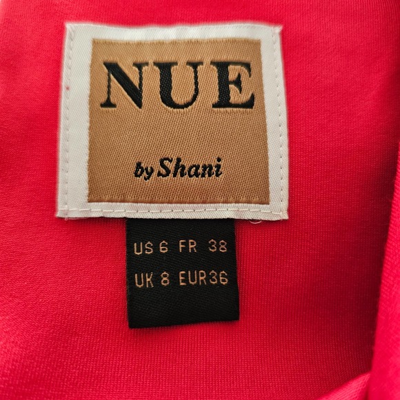 NUE by Shani Women's Red Form Fitting Short Sleeve Shirred Zipper Dress Sz M - Picture 9 of 15